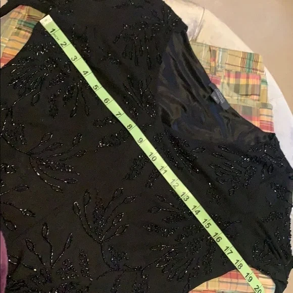 DressBarn Black beaded top w sheer beaded sleeves - Picture 5 of 6